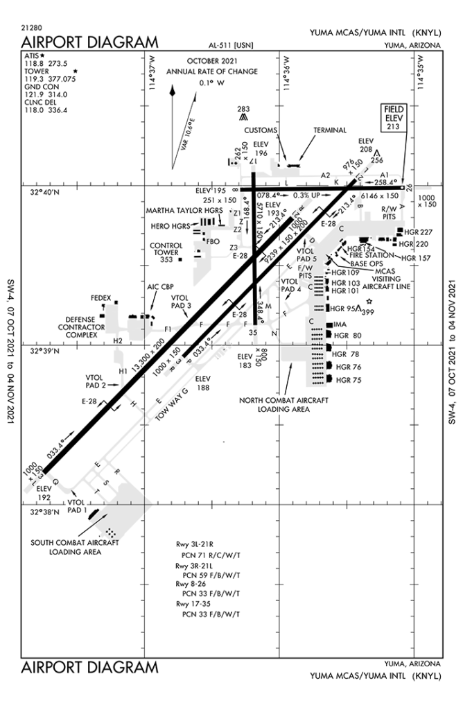 Airport diagram of Yuma