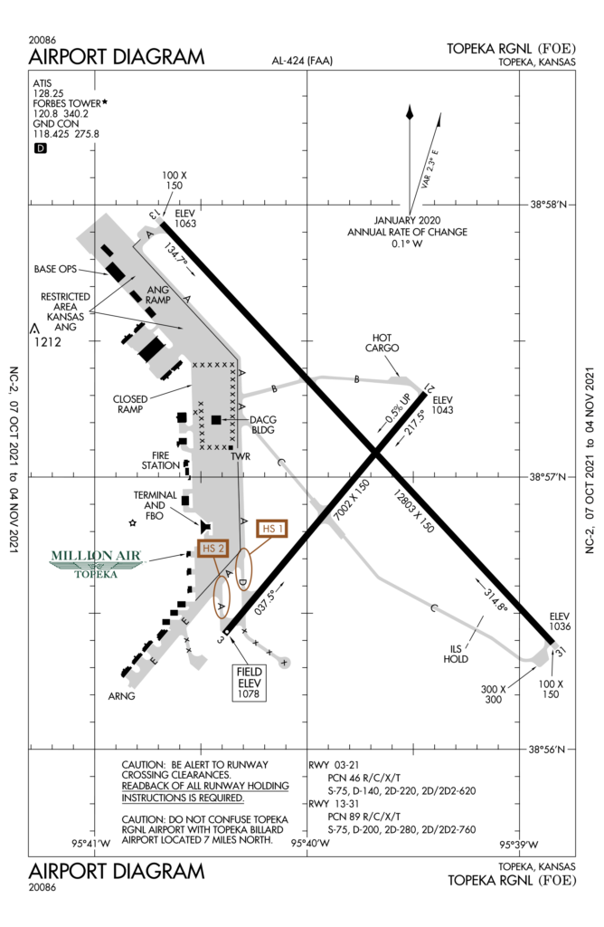 Airport diagram of Topeka