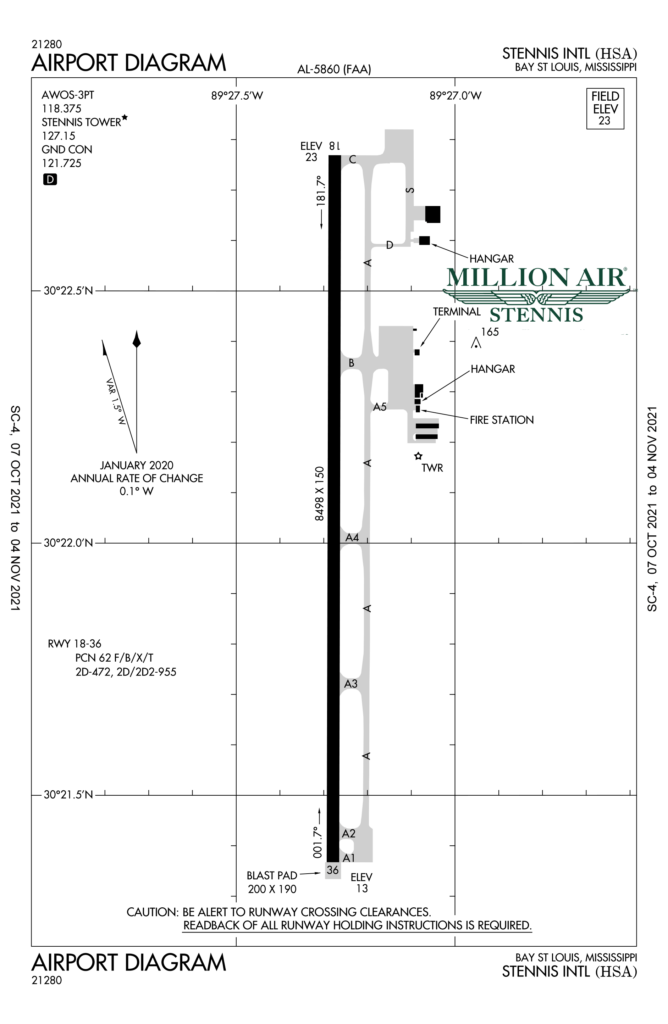 Airport diagram of Stennis