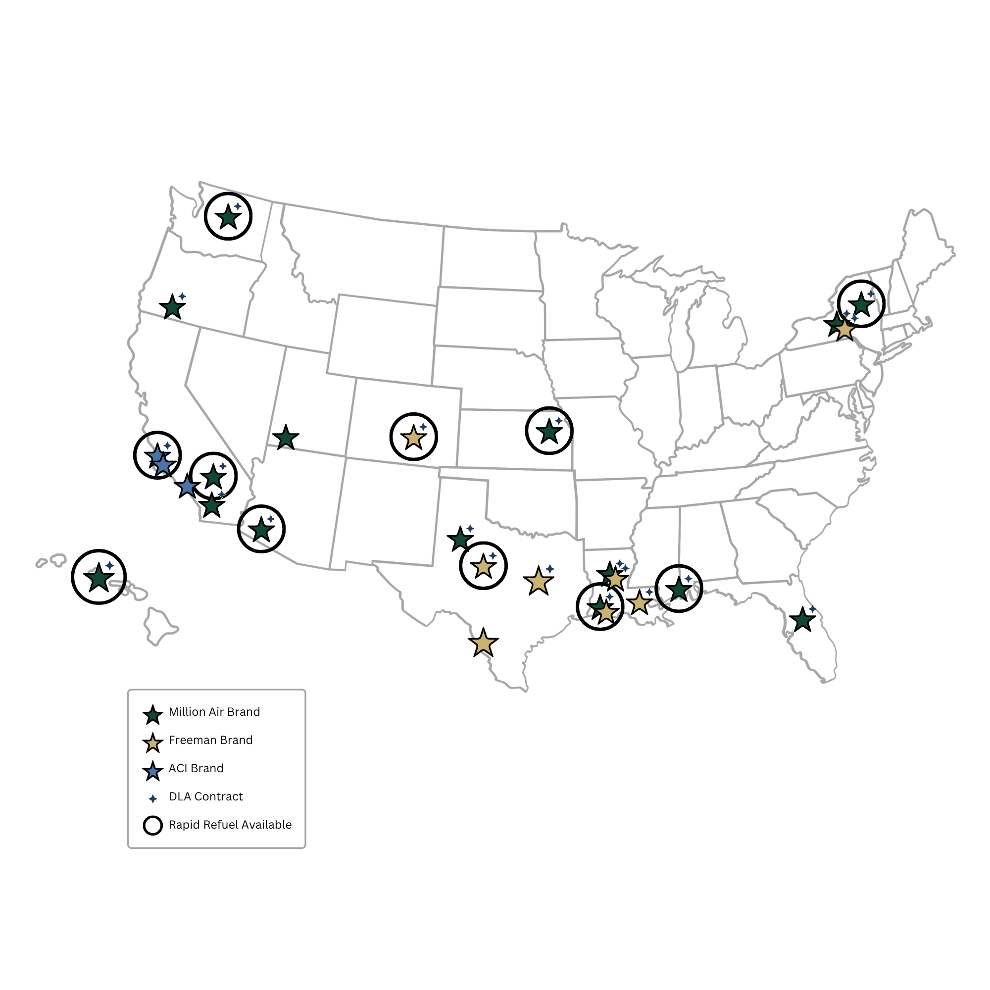 Map of US locations