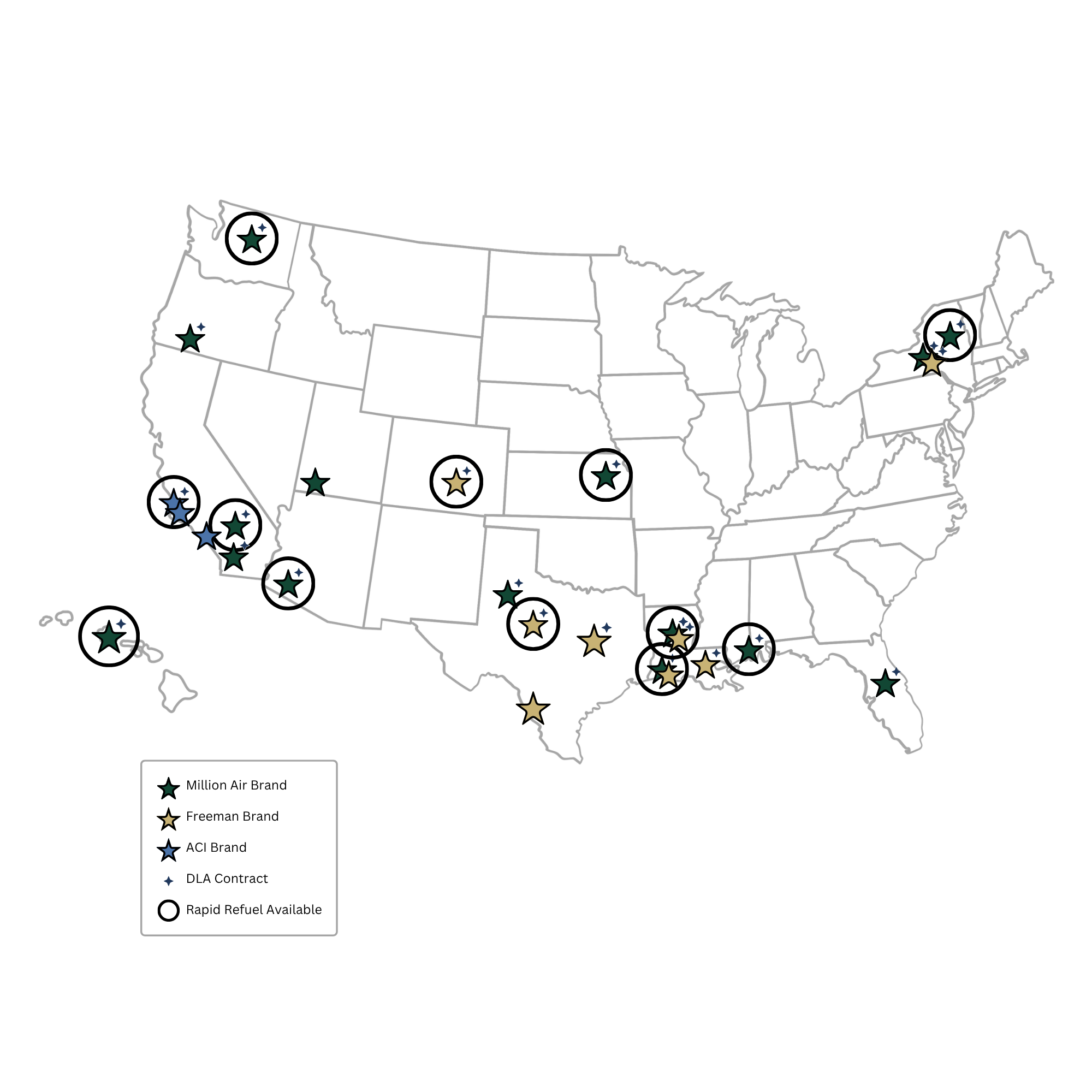 Map of US locations